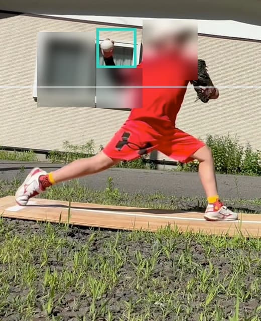 Vol.5：同じ局面で、投げる手が耳の横まで上がっているフォーム